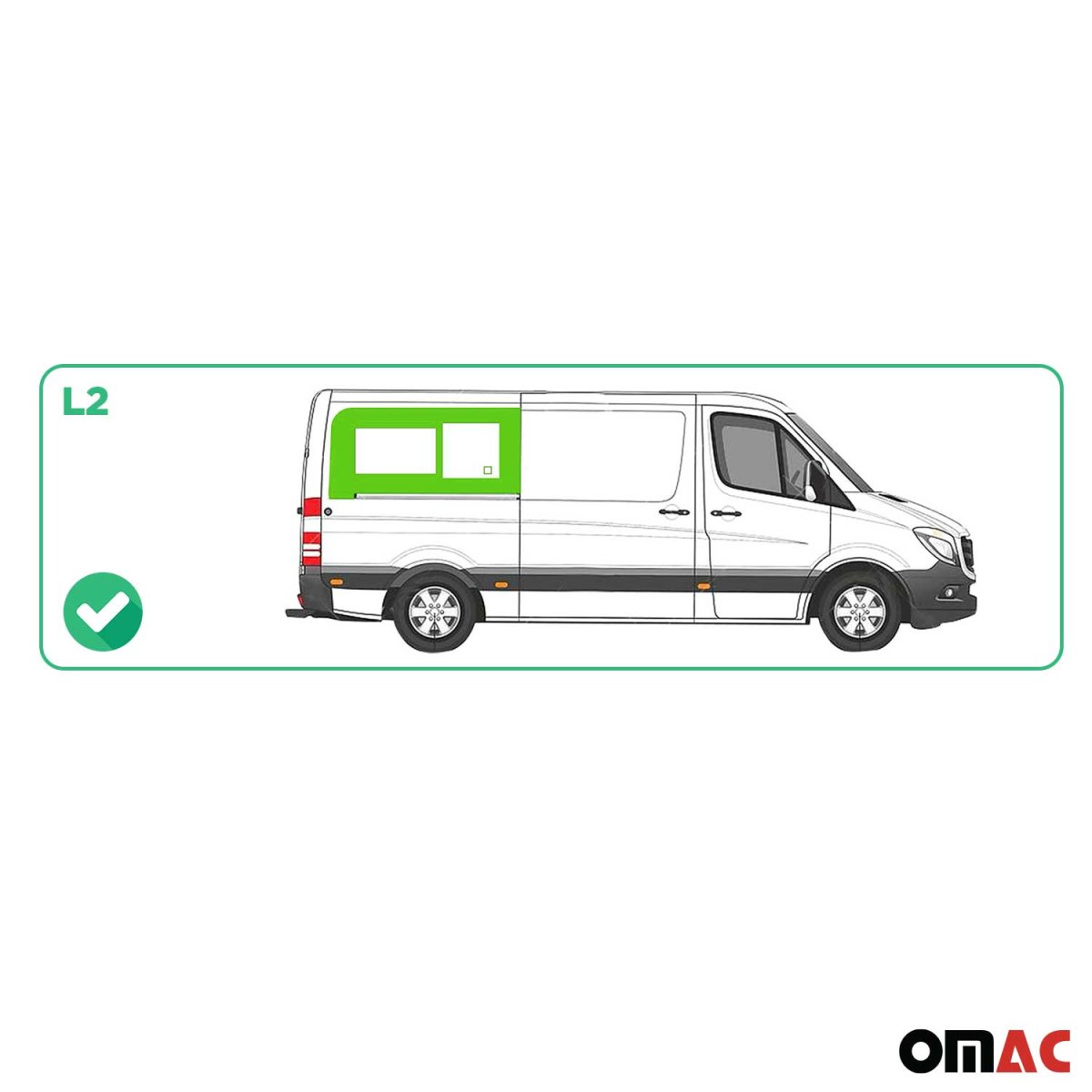 Mercedes Sprinter Rear Side Sliding Window Glass - Rear Right - Omac - Galaxy (Sliding Door) - '19-'25